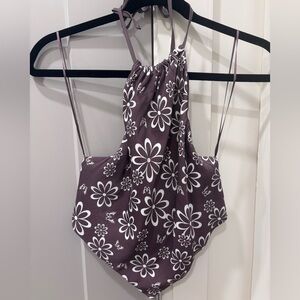 Floral Halter Top, Backless